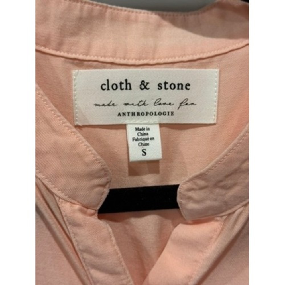 Cloth & Stone Anthropologie Peach Ruffle Sleeve Button Blouse S Boho Cottagecore - Picture 3 of 7